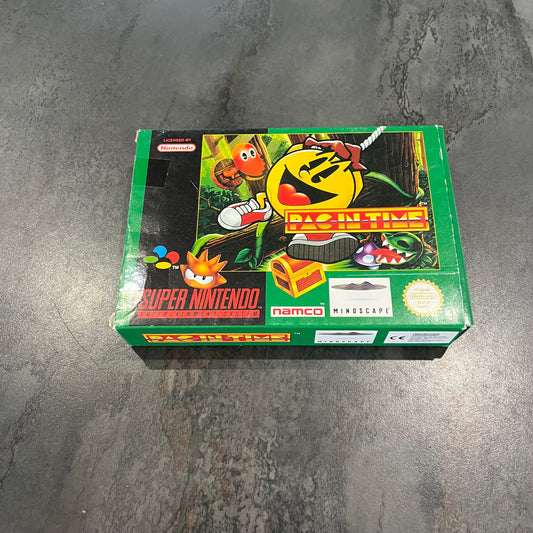 Pac-In-Time super Nintendo en boîte