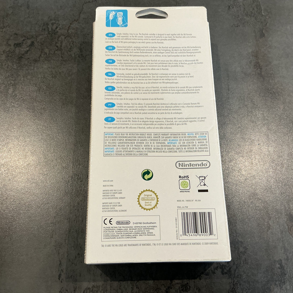 Nunchuk officiel Nintendo Wii blanc neuf
