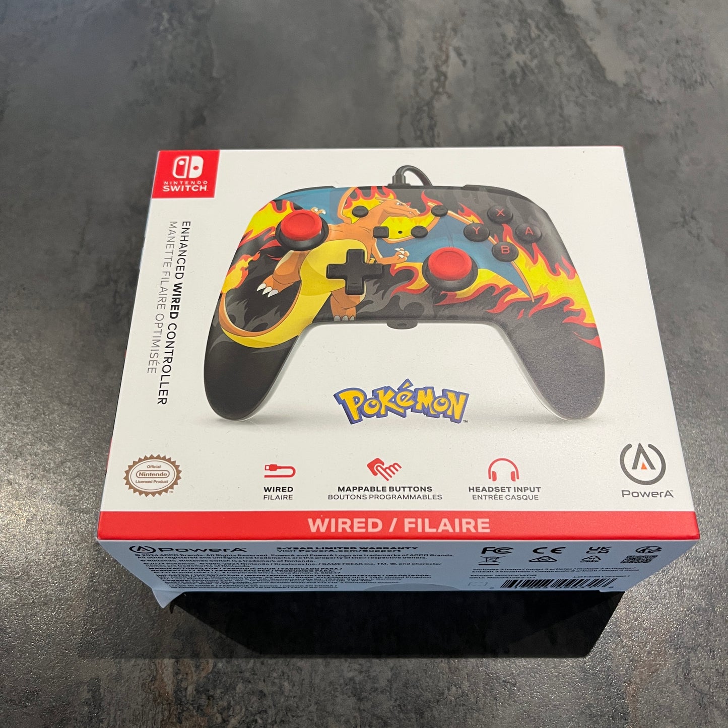 Manette filaire PowerA Pokémon Dracaufeu Nintendo Switch neuve scellée