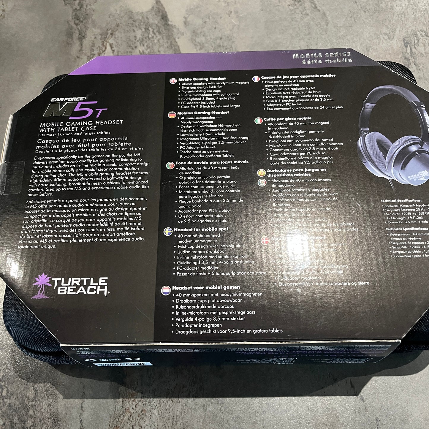 Casque Turtle Beach Ear Force M5T neuf avec étui tablette