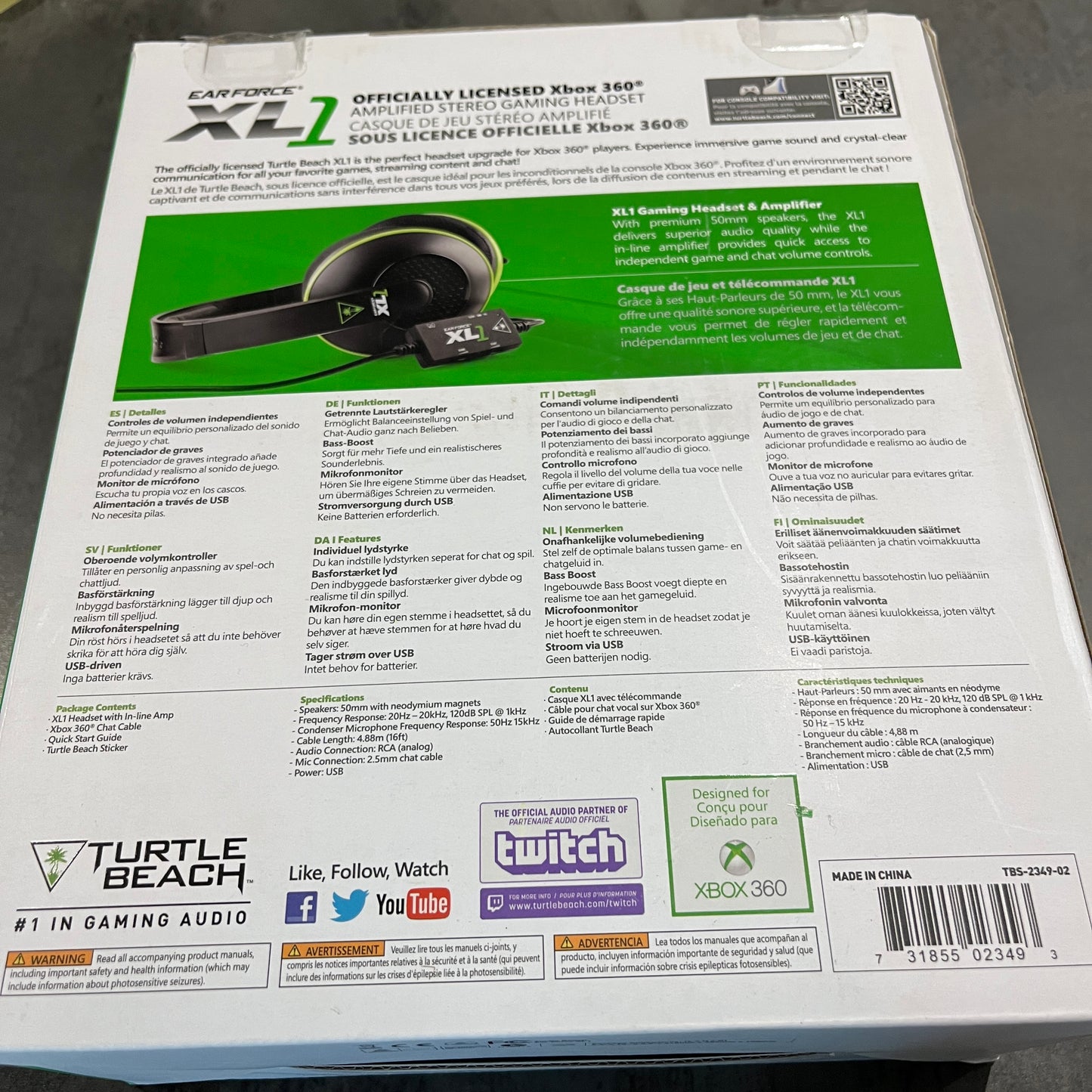 Casque Turtle Beach Ear Force XL1 Xbox 360 neuf